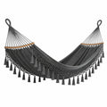 Amaca in Cotone Grigio Scuro con Nappe e Barre in Legno