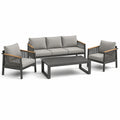 Set salotto da giardino in alluminio con cuscini grigi