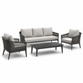 Set di mobili da giardino in alluminio e tessuto nero/grigio con divano, poltrone e tavolino