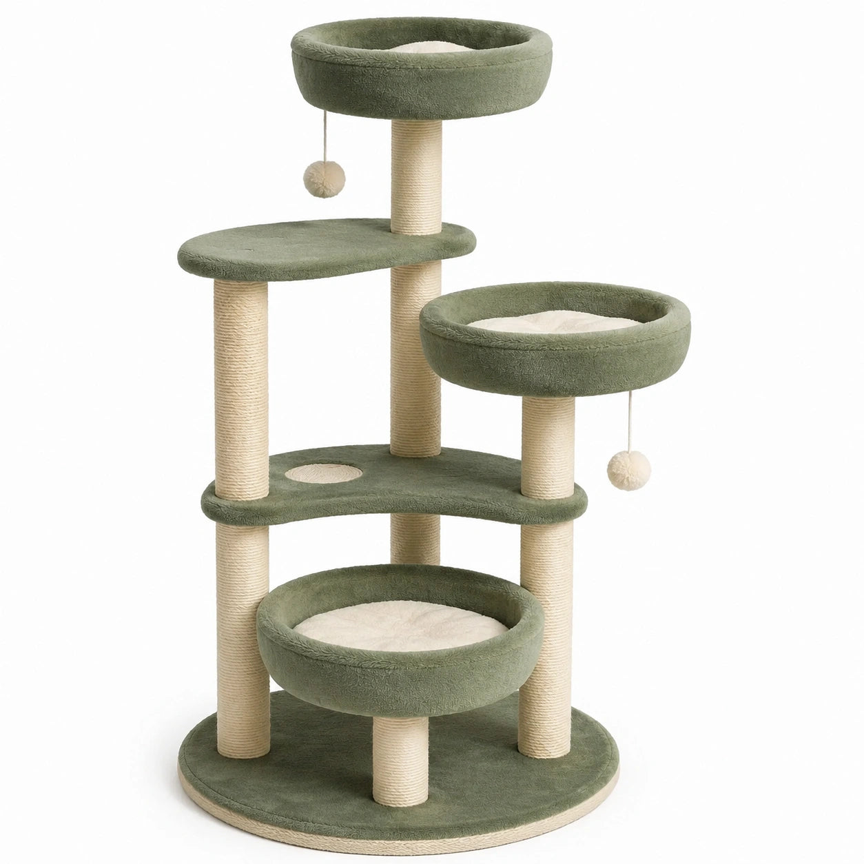 Tiragraffi per Gatti in Sisal e Tessuto Verde Ø 40 cm