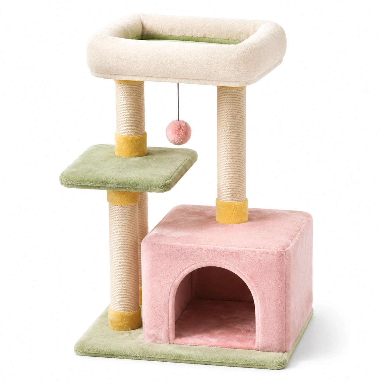 Tiragraffi per gatti in tessuto morbido e sisal multicolore 50x40x80cm