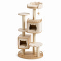Tiragraffi per Gatti in Legno e Peluche Beige