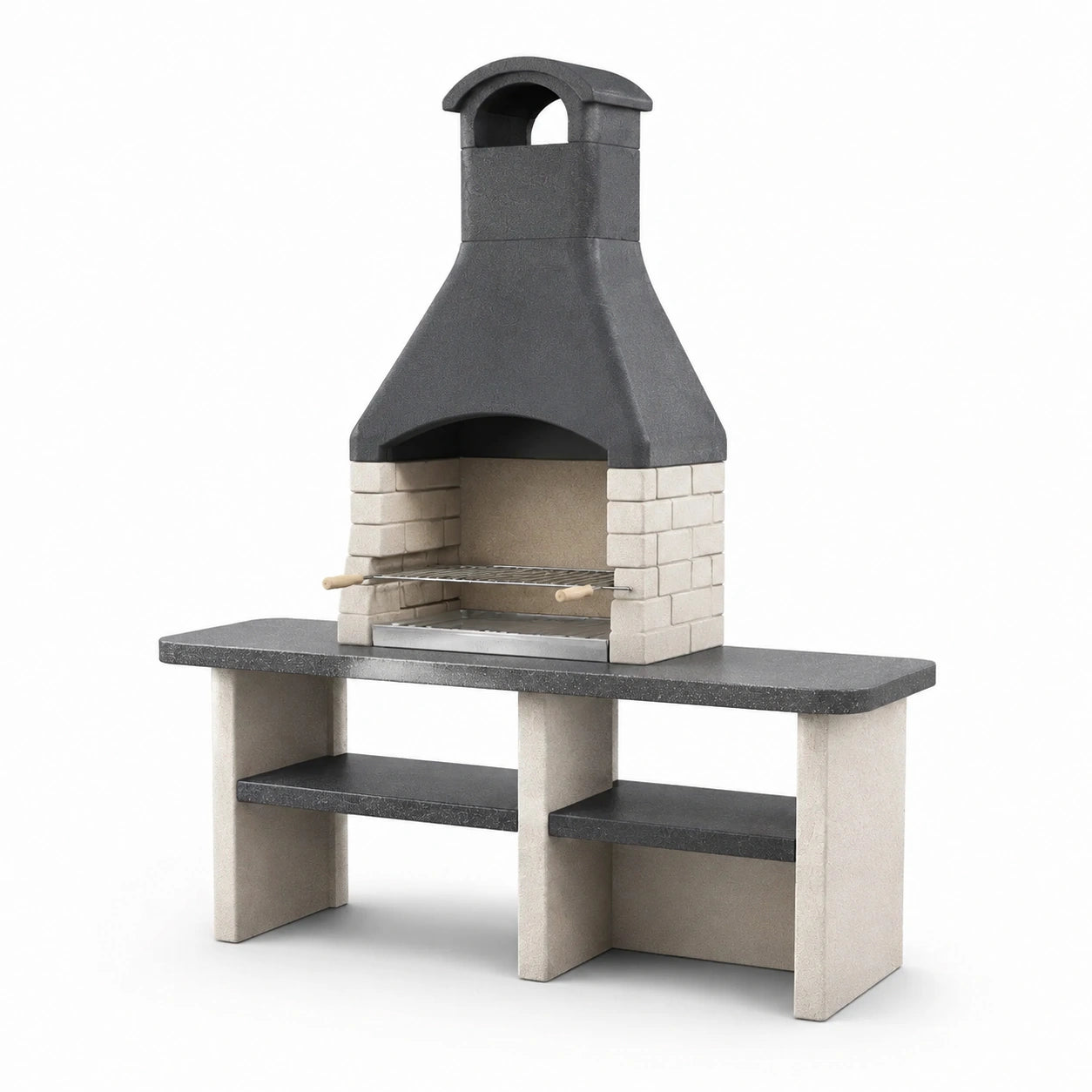 Barbecue da Giardino in Cemento con Cappa e Piano in Pietra