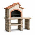 Barbecue da Esterno in Pietra con Griglia in Acciaio e Tetto in Terracotta