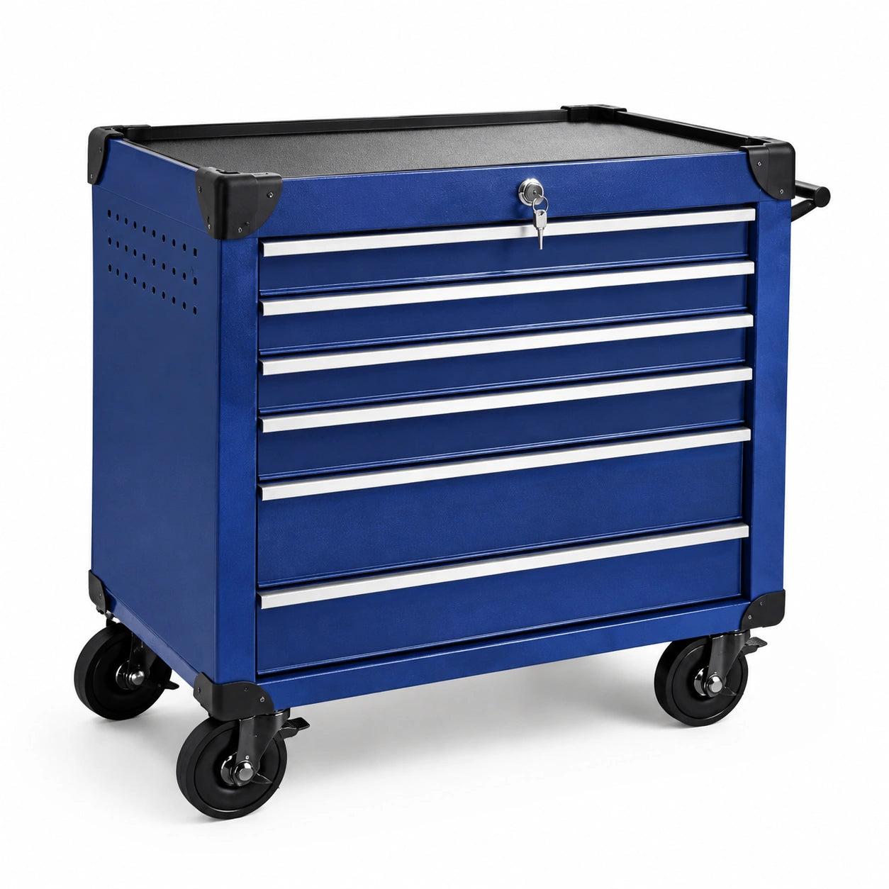 Carrello portautensili in metallo blu con 7 cassetti e serratura