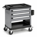 Carrello portautensili in metallo nero con cassetti e rotelle