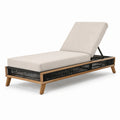 Lettino prendisole in legno e tessuto acrilico beige regolabile