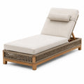 Lettino da sole in legno e tessuto beige
