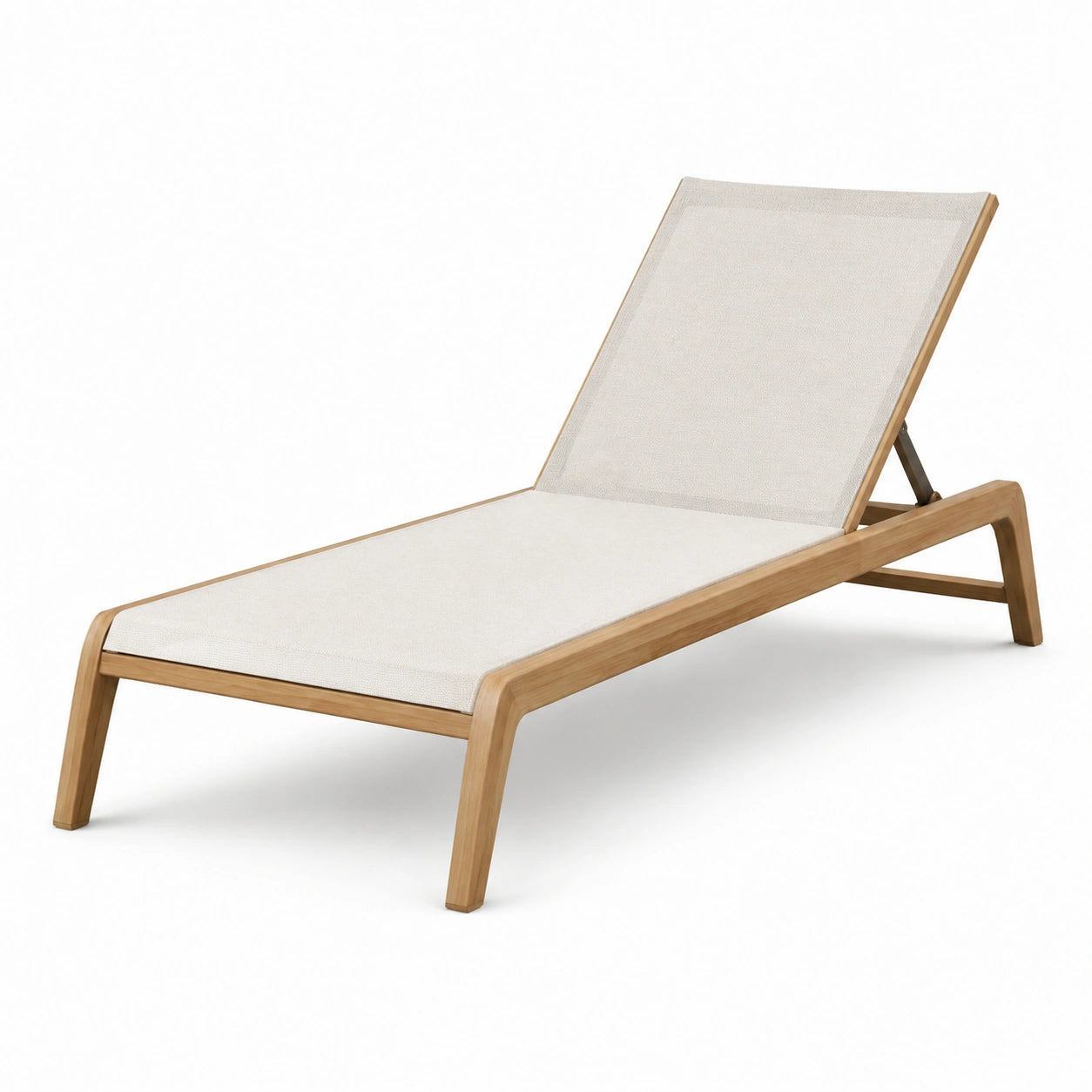 Lettino prendisole in teak e tessuto sintetico bianco regolabile