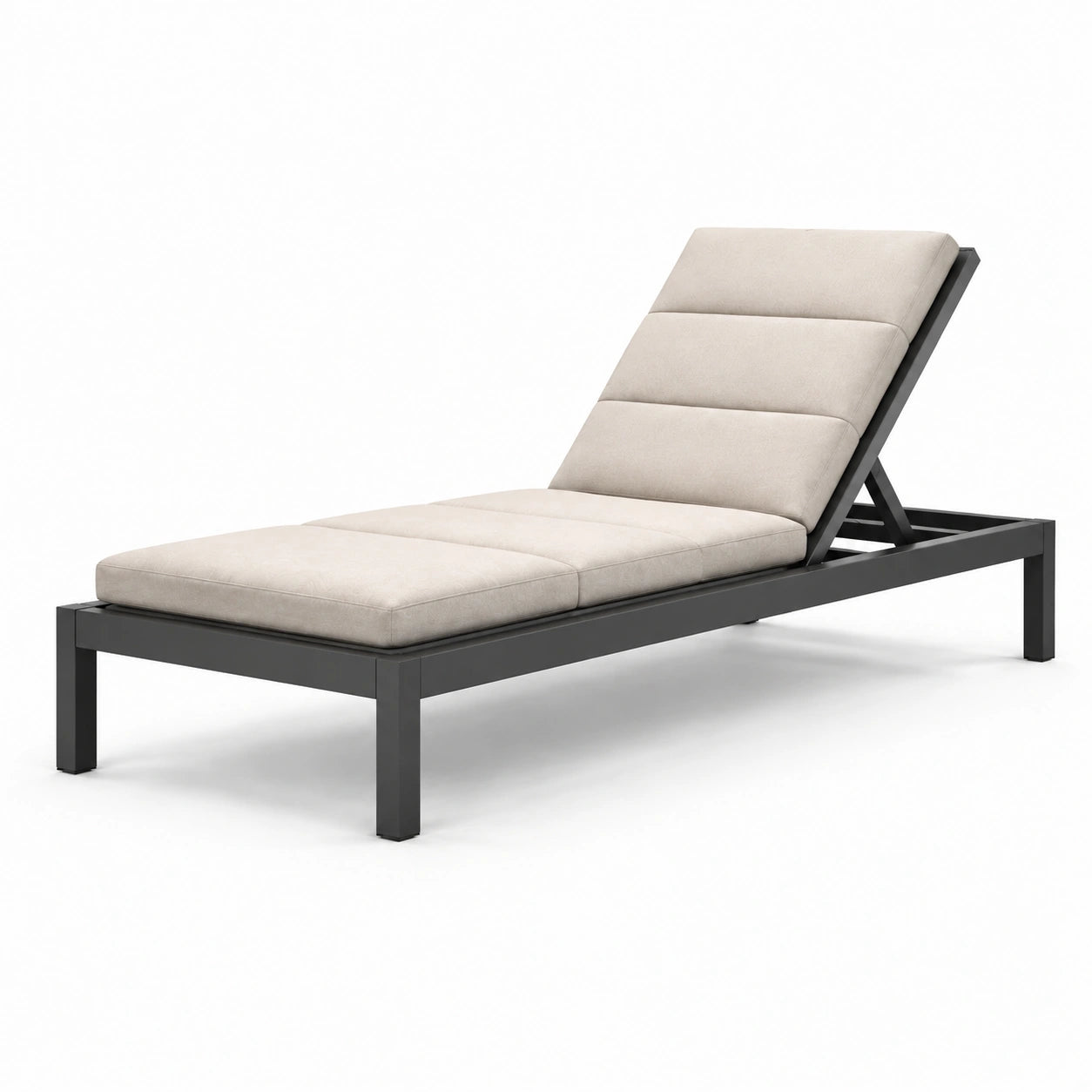 Lettino prendisole con struttura in alluminio e cuscino in poliestere beige