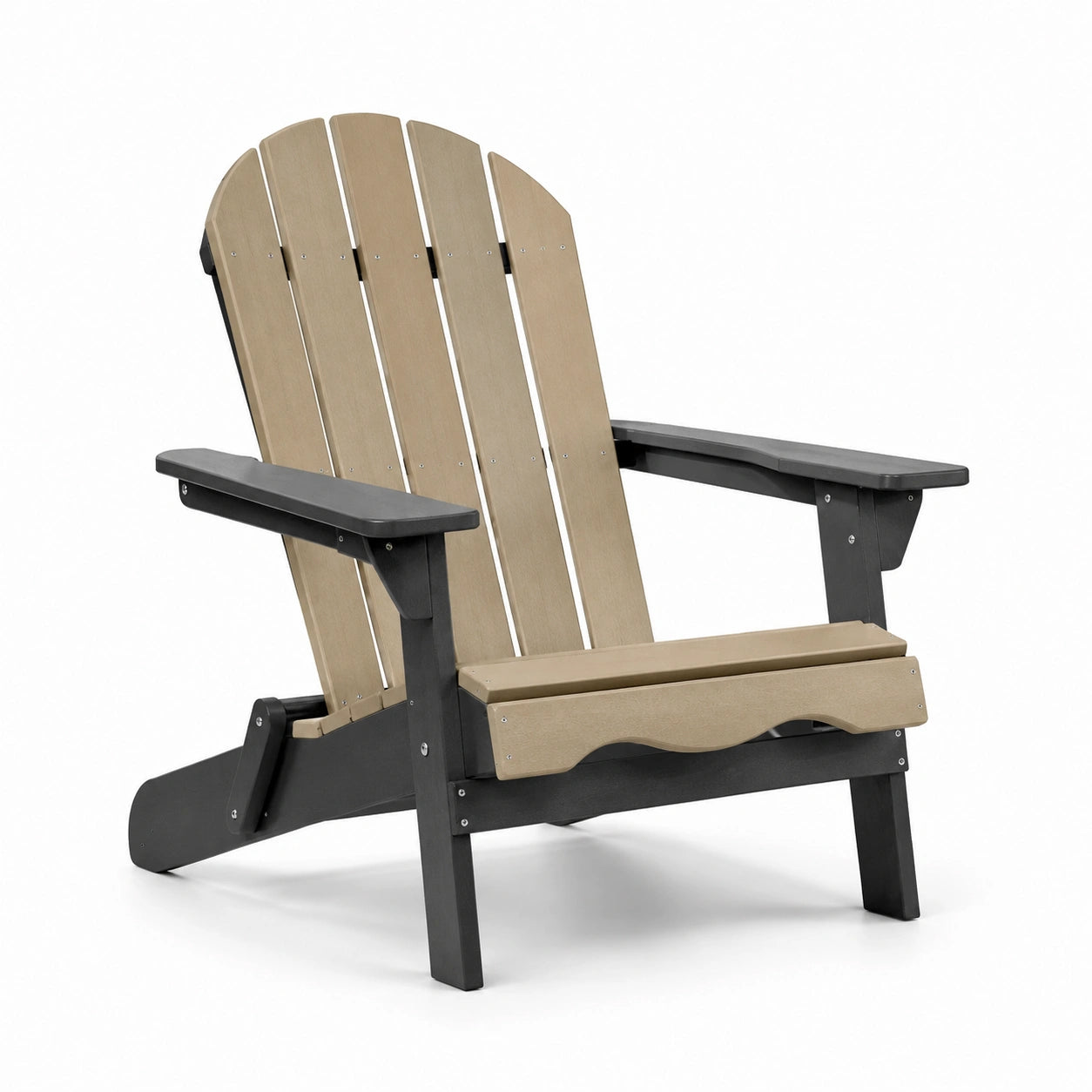 Poltrona Adirondack in Legno Composito Beige e Nero per Esterni