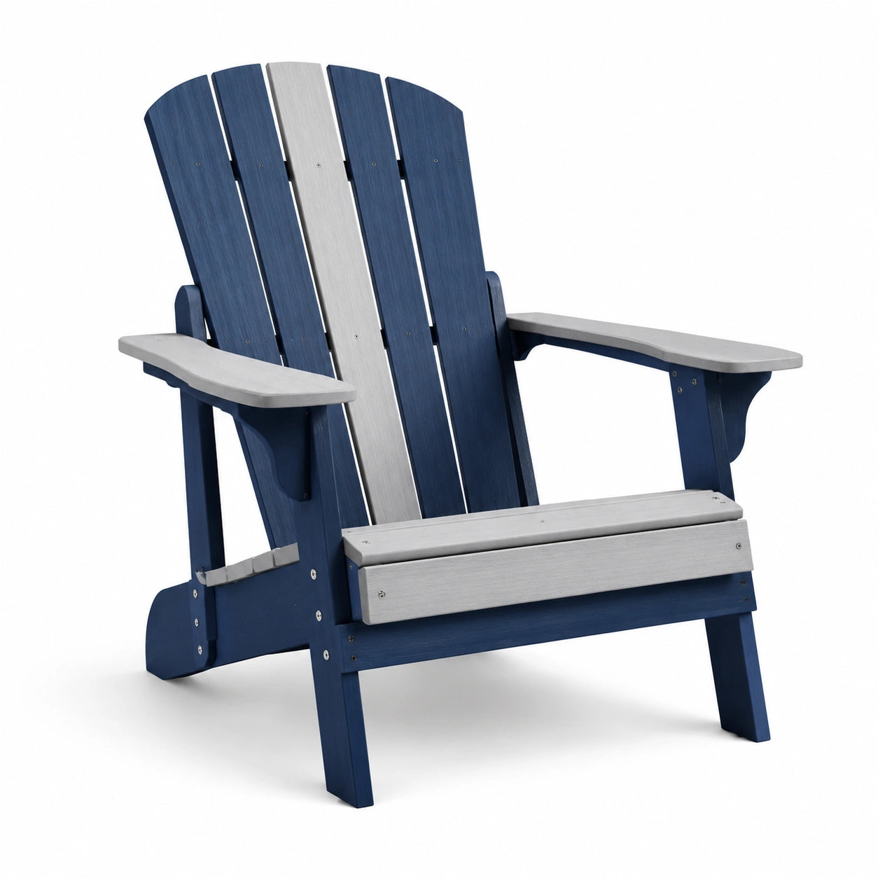 Sedia Adirondack in materiale composito blu e grigio per esterni