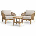 Set da giardino in legno e tessuto beige con poltrone e tavolino